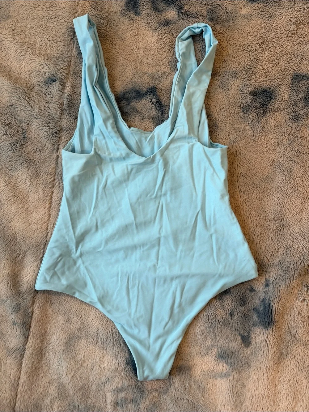 Beach Riot Light Blue One-Piece Swimsuit with Gold Sequin Palm Trees